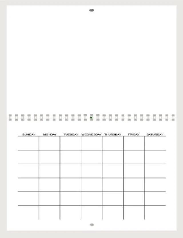 Alt view image 3 of 3 - Spiral Bound Hanging Monthly Calendar, Create Your Own Blank Scrapbook Wall Calendar, Undated, 8.5 Inch X 22 Inch Size Closed, 8.5 x 11inch Size Open, DIY Spiral Bound