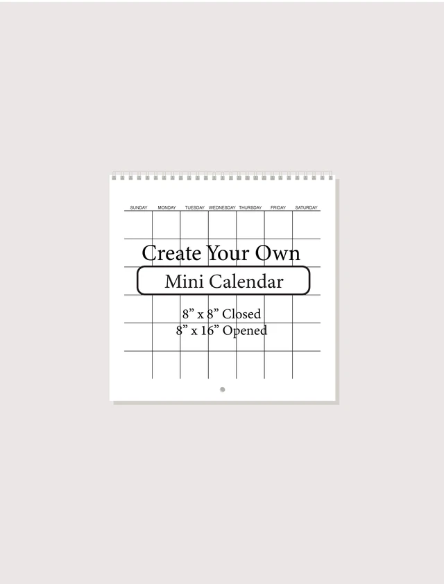 Main image of Spiral Bound Hanging Monthly Calendar, Create Your Own Blank Scrapbook Wall Calendar, Undated, 8 Inch X 16 Inch Size Closed, 8 x 8 Inch Size Open, DIY Spiral Bound Hanging