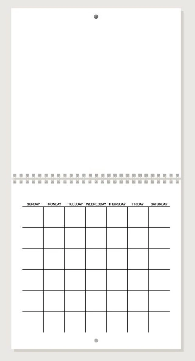 Alt view image 3 of 3 - Spiral Bound Hanging Monthly Calendar, Create Your Own Blank Scrapbook Wall Calendar, Undated, 8 Inch X 16 Inch Size Closed, 8 x 8 Inch Size Open, DIY Spiral Bound Hanging