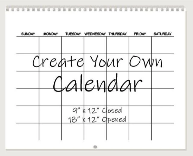 Main image of Blank Wall Calendar 2026-2027, DIY Scrapbook Hanging Monthly Calendar, Undated Spiral Bound Calendar, Create Your Own Custom Calendar, 9 x 12 Inch Closed, 18 x 12 Inch Open, Wall Planner for Home & Of