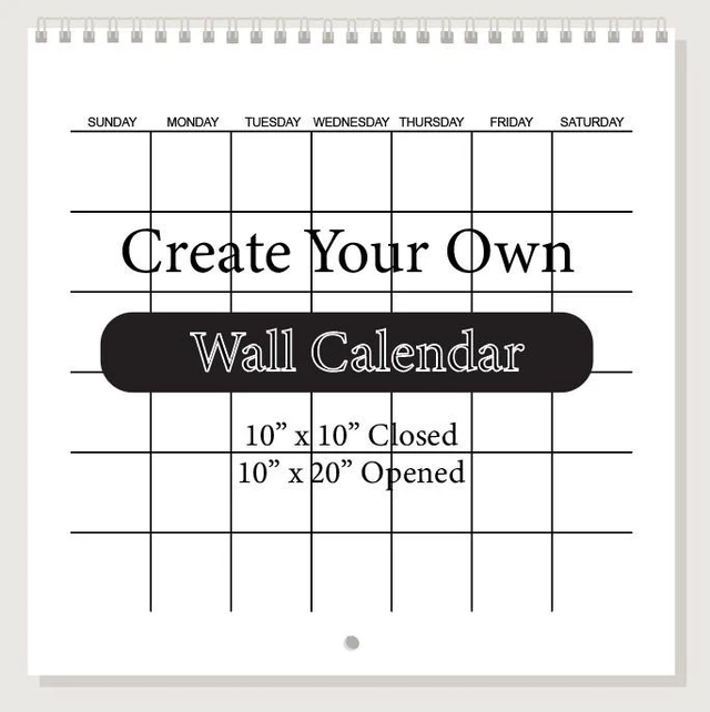 Main image of DIY Blank Wall Calendar 2026-2027, Custom Monthly Hanging Calendar, Spiral-Bound Scrapbook Calendar, Create Your Own Calendar Planner, 10 x 10 Inch Closed, 10 x 20 Inch Open, Home & Office Wall Organi