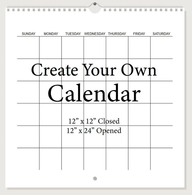 Main image of Wall Calendar 2026-2027, Custom Monthly Planning Calendar, Blank Hanging Scrapbook Planner with Spiral Binding, Personalized Create-Your-Own Calendar for Home Office, 12 x 12 Inch Closed, 12 x 24 Inch