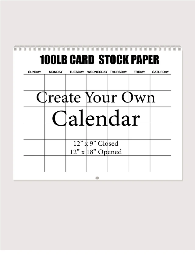 Main image of Blank Wall Calendar, DIY Scrapbook Hanging Monthly Calendar, Undated Spiral Bound Calendar, Create Your Own Custom Calendar, 12 x 9 Inch Closed, 12 x 18 Inch Open, Wall Planner for Home & Of