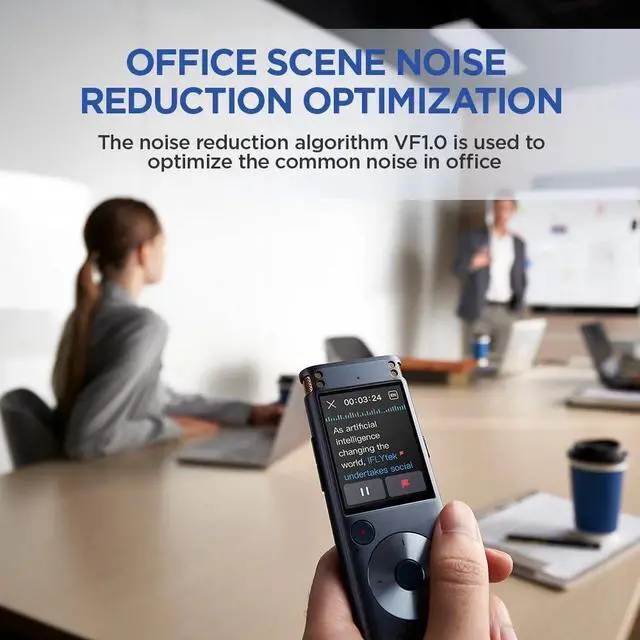 Alt view image 2 of 7 - Offline AI Voice Recorder with Playback, Secure Digital Recorder with 5-Language Voice-to-Text, Noise Reduction, Local Storage for Meetings, Lectures, Interviews & Learning, No Subscription