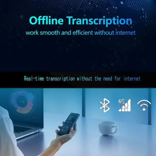 Alt view image 3 of 7 - Offline AI Voice Recorder with Playback, Secure Digital Recorder with 5-Language Voice-to-Text, Noise Reduction, Local Storage for Meetings, Lectures, Interviews & Learning, No Subscription