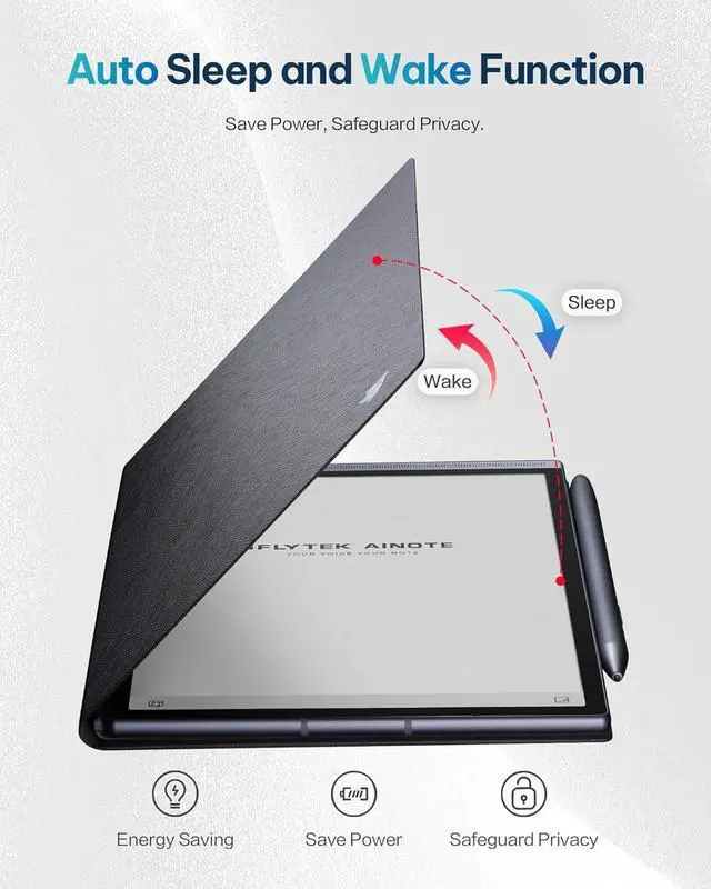 Alt view image 4 of 6 - iFLYTEK Protective Folio Case for iFLYTEK AINOTE Air2 Note-Taking Tablet 8.2", Premium PU Leather, Slim& Lightweight, Durable Cover with a Pen Clip for E-Ink Writing Tablet, Water and Dustproof