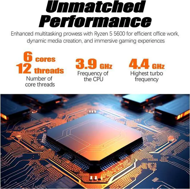 Alt view image 4 of 7 - LXZ Desktop Computer, R5 5600G, 4.4GHz, 16GB DDR4, 1TB NVMe SSD, WiFi & Win 11