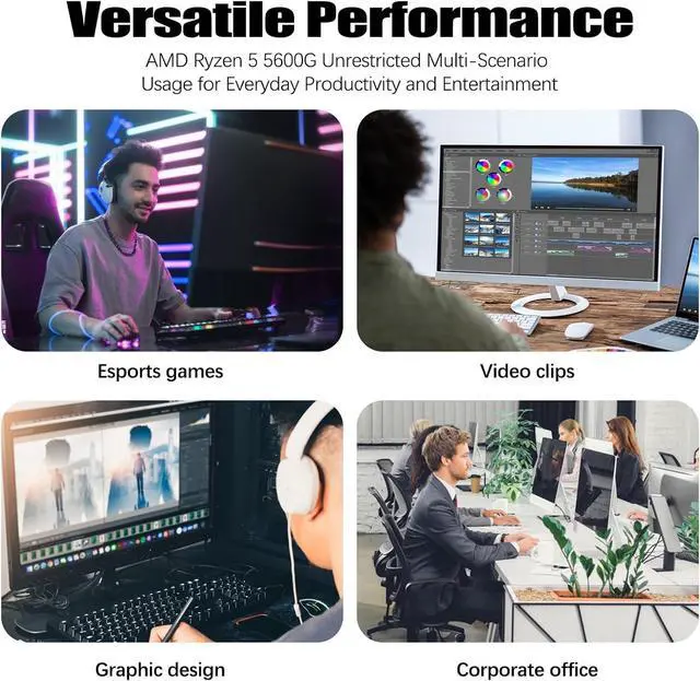 Alt view image 5 of 7 - LXZ Desktop Computer, R5 5600G, 4.4GHz, 16GB DDR4, 1TB NVMe SSD, WiFi & Win 11