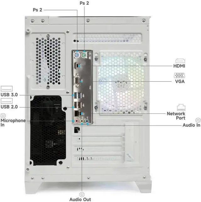 Alt view image 4 of 7 - LXZ Desktop Gaming Computer, R7 5700G, 4.4GHz, 32GB DDR4, 1TB NVMe SSD