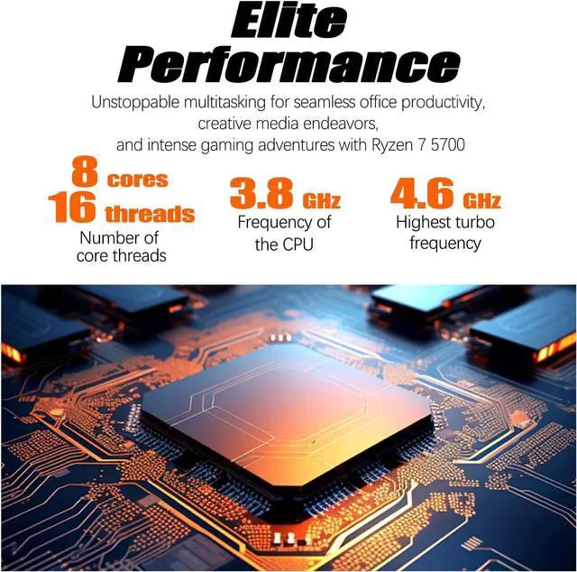 Alt view image 5 of 7 - LXZ Desktop Gaming Computer, R7 5700G, 4.4GHz, 32GB DDR4, 1TB NVMe SSD
