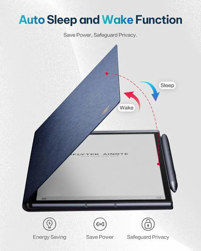 Alt view image 3 of 6 - iFLYTEK Blue Protective Folio Case for iFLYTEK 8.2" AINOTE Air 2 Note-Taking E-Ink Tablet (Blue Case)