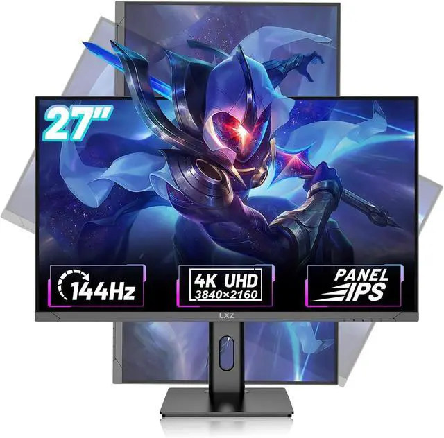 Main image of LXZ 27 inch Gaming Monitor, 144hz Monitor, 3840 * 2160P, 4K UHD, IPS Display, Eye Care, Adjustable Vertical Monitor, Support FreeSync & G-Sync, DP&HDMI, Wall Mount - Black
