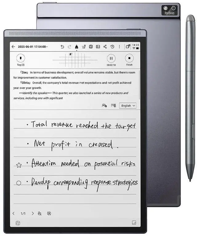 Main image of iFLYTEK AINOTE Air 2, 8.2" AI Note Taking Tablet,Digital Notebook for Reading / Writing / Recording,Digital Notepad with AI Transcription,ChatGPT Supported,Ideal for Work,Study,Meetings