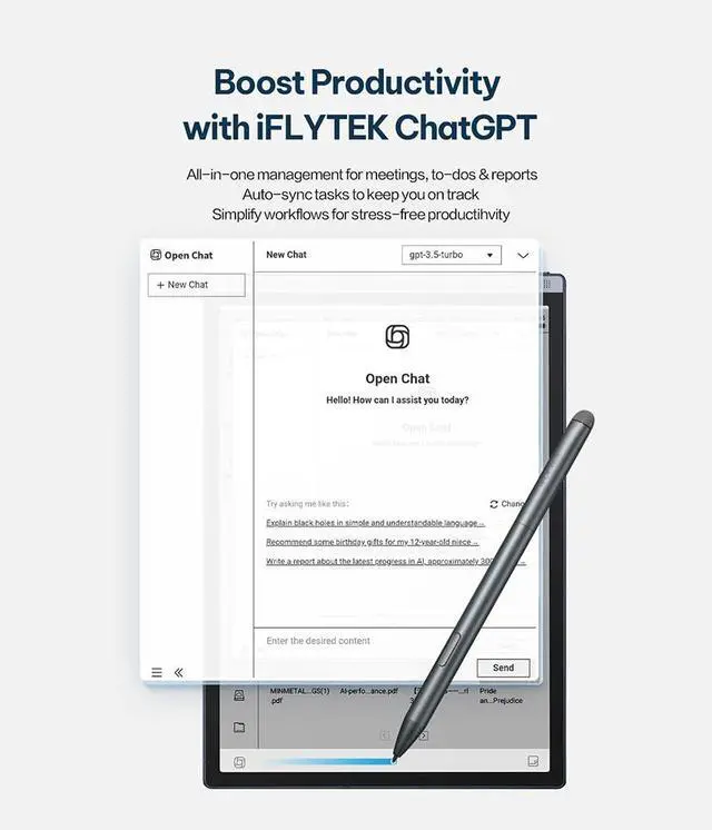 Alt view image 6 of 7 - iFLYTEK AINOTE Air 2, 8.2" AI Note Taking Tablet,Digital Notebook for Reading / Writing / Recording,Digital Notepad with AI Transcription,ChatGPT Supported,Ideal for Work,Study,Meetings