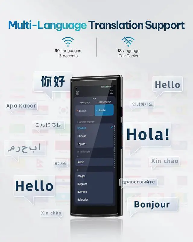 Alt view image 5 of 7 - iFLYTEK AI Language Translator Device  60 Languages, Real-Time Split-Screen & Two-Way Instant Voice Translation, Online & Offline Translation, Black