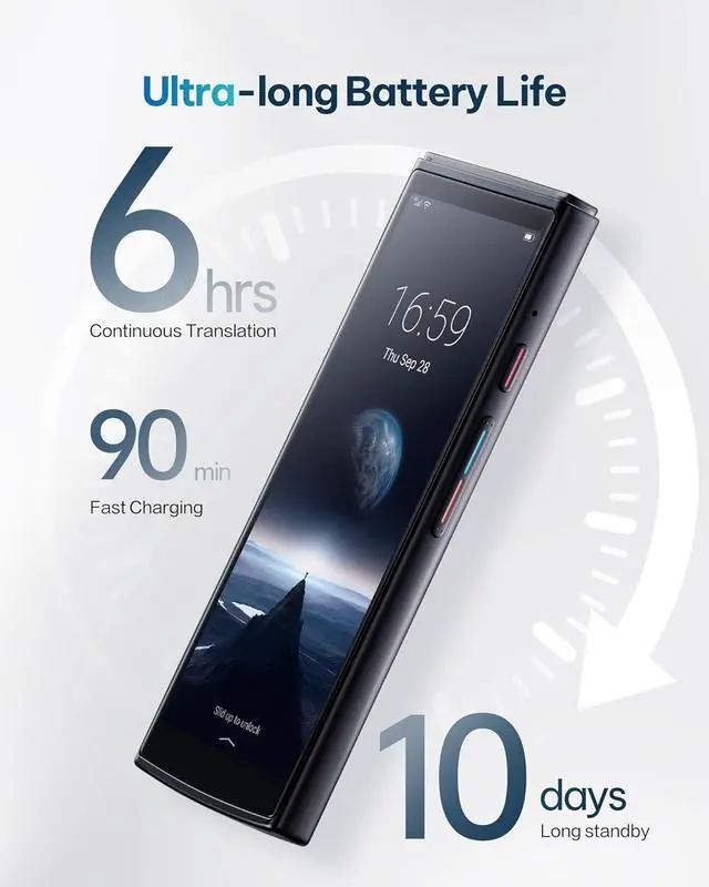 Alt view image 6 of 7 - iFLYTEK AI Language Translator Device  60 Languages, Real-Time Split-Screen & Two-Way Instant Voice Translation, Online & Offline Translation, Black