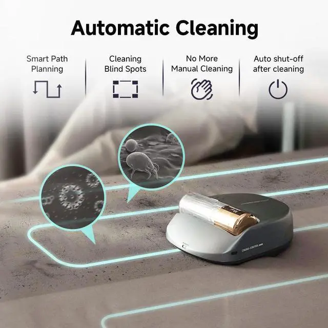 Alt view image 2 of 7 - CREATULIZE X1 Robot, Advanced Full Automatic Bed Vacuum Cleaner - Cordless, Rechargeable UV-C Light Sanitizer 14KPa Power Suction Eliminates Dust Mites, Bacteria, Allergens, with HEPA Filtration