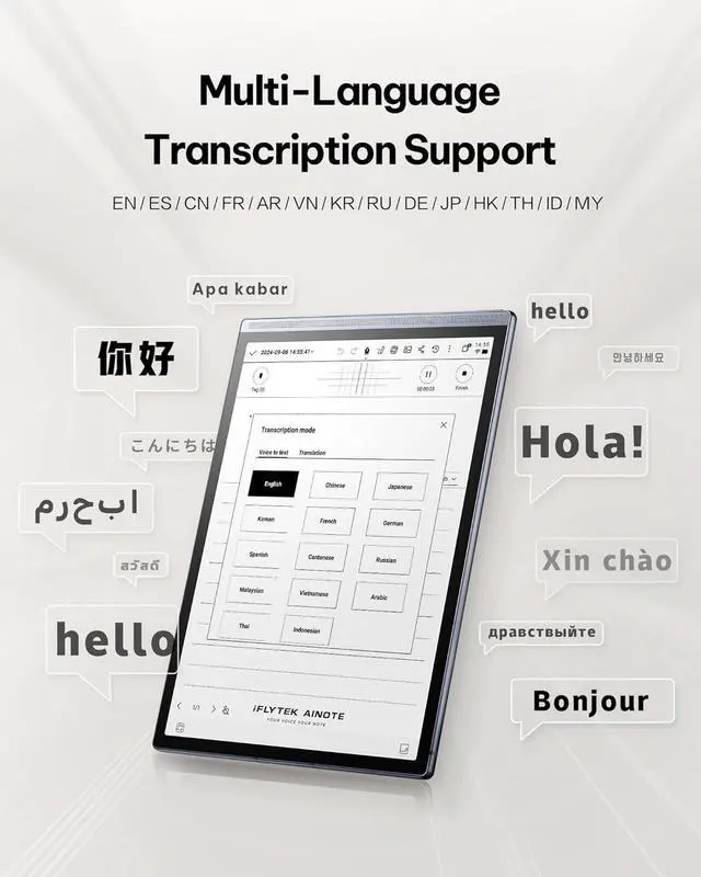 Alt view image 3 of 7 - iFLYTEK AINOTE Air 2, Black Tablet Bundle, with Black Folio Protective Case, 8.2" E-Ink Digital Notepad with AI Transcription,ChatGPT Supported, Premium PU Leather, Slim& Lightweight