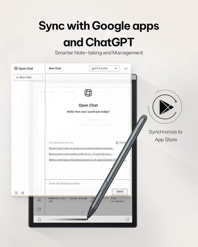 Alt view image 4 of 7 - iFLYTEK AINOTE Air 2, Black Tablet Bundle, with Black Folio Protective Case, 8.2" E-Ink Digital Notepad with AI Transcription,ChatGPT Supported, Premium PU Leather, Slim& Lightweight