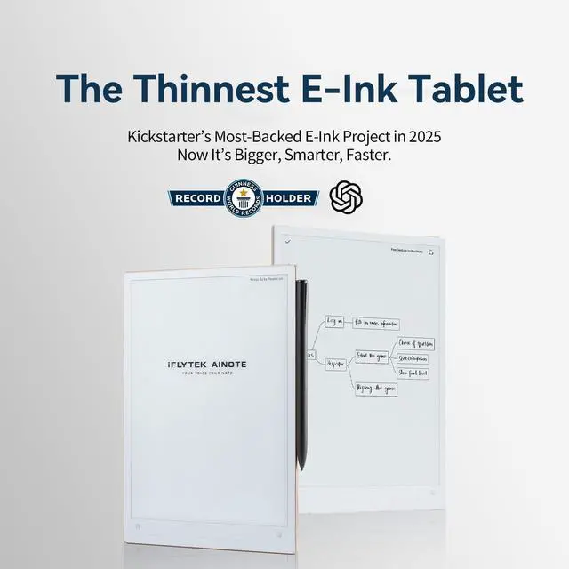 Alt view image 2 of 7 - iFLYTEK AINOTE 2, Support GPT 5.0, 10.65 inch 4.2mm Ultrathin Digital Notebook, Portable Note Taking Tablet with Stylus Pen, AI Voice-to-Text Transcription&15-Language Transcription, Smart Notepad