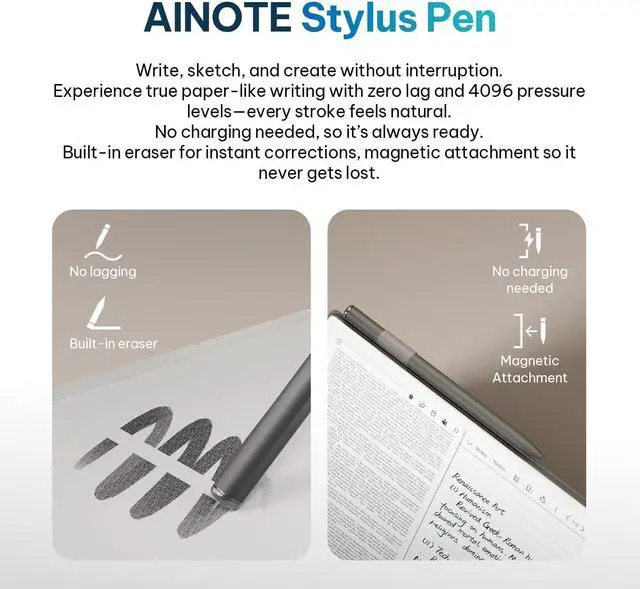 Alt view image 4 of 7 - iFLYTEK AINOTE 2, Support GPT 5.0, 10.65 inch 4.2mm Ultrathin Digital Notebook, Portable Note Taking Tablet with Stylus Pen, AI Voice-to-Text Transcription&15-Language Transcription, Smart Notepad