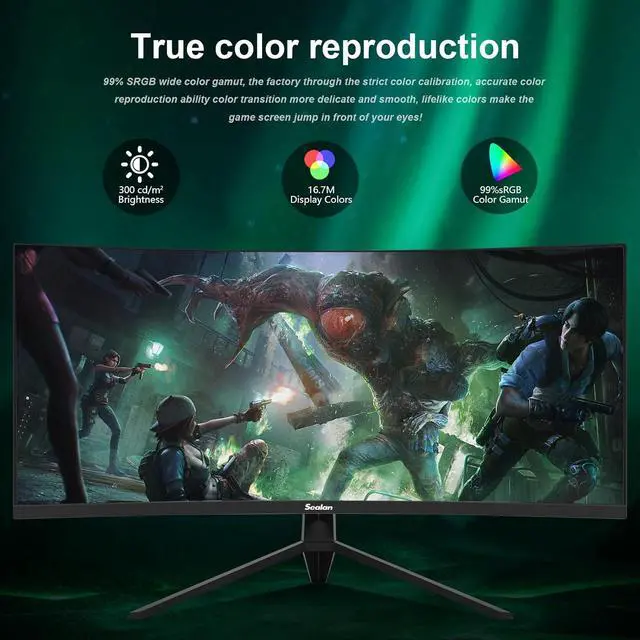Alt view image 4 of 7 - Sealan 34 Inch Ultrawide Curved Monitor Gaming, 1500R, WQHD 3440x1440p (4K), 165Hz Monitor with RGB Backlight,PIP/PBP,127% sRGB,Crosshair/Timer/FPS/RTS, FreeSync HDMI 2.0 x2 & DP1.4 x 2, VESA 100mm