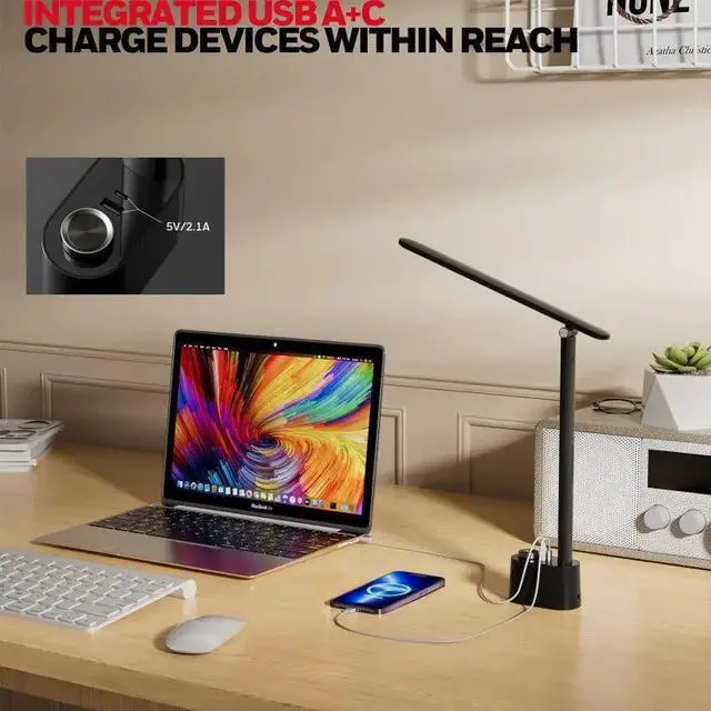 Alt view image 4 of 6 - Honeywell H01 Foldable Desk Lamp, Minimalist LED Desk Lamp, Black
