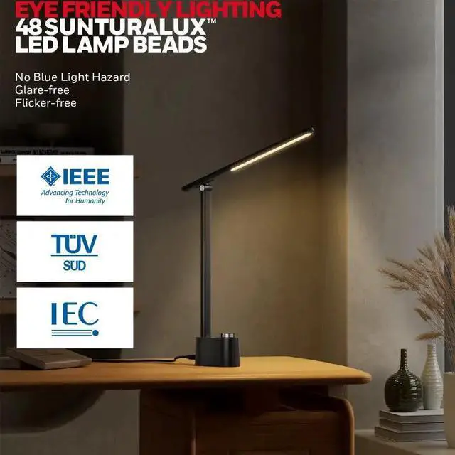 Alt view image 5 of 6 - Honeywell H01 Foldable Desk Lamp, Minimalist LED Desk Lamp, Black