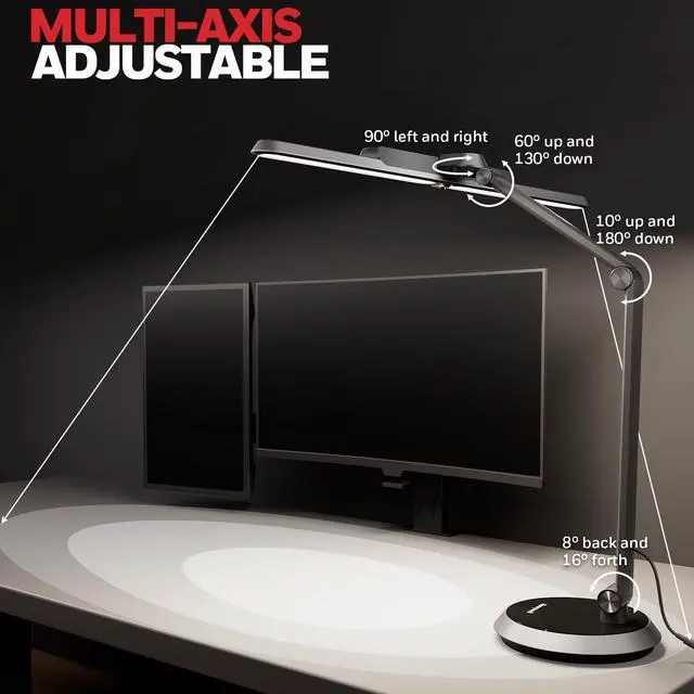 Alt view image 5 of 7 - Honeywell H9 Sunturalux LED Dimmable Desk Lamp with Motion-Sensing | Eye-Caring, CRI91, 2700K-5000K, RG0 Low Blue Light, Stepless Dimming Desk Light, Lamp for Desk, Study, Computer