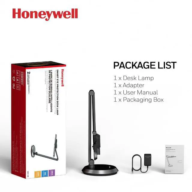 Alt view image 7 of 7 - Honeywell H9 Sunturalux LED Dimmable Desk Lamp with Motion-Sensing | Eye-Caring, CRI91, 2700K-5000K, RG0 Low Blue Light, Stepless Dimming Desk Light, Lamp for Desk, Study, Computer