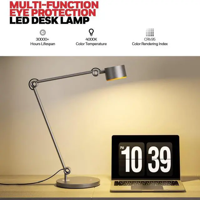 Alt view image 2 of 7 - Honeywell 01A Sunturalux LED Desk Lamp with Swing Arm for Desk Craft | Eye-Caring 4000K Natural Daylight,CIR95 Full Spectrum, Flicker-Free & Low Blue Light, Desk Light for Home Office