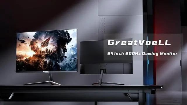 Alt view image 7 of 7 - Great Voell 24-inch 200Hz Curved Gaming Monitor, FHD 1080P, 1ms FreeSync | Fast VA Panel, AMD FreeSync, HDR Support, 98% sRGB Color, Low Motion Blur, FPS Preset, Frameless Design, HDMI and DP, Black,