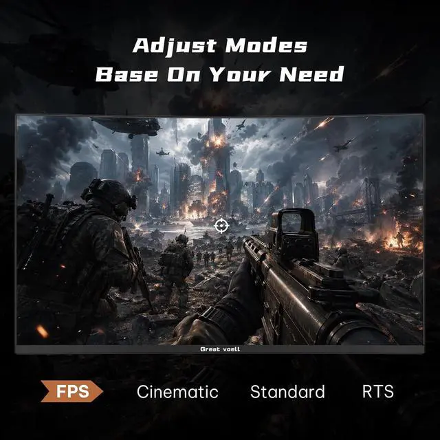 Alt view image 4 of 7 - Great Voell 24-inch 200Hz Curved Gaming Monitor, FHD 1080P, 1ms FreeSync | Fast VA Panel, AMD FreeSync, HDR Support, 98% sRGB Color, Low Motion Blur, FPS Preset, Frameless Design, HDMI and DP, Black,