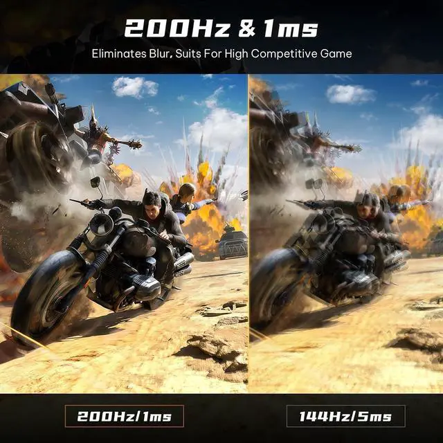Alt view image 6 of 7 - Great Voell 24-inch 200Hz Curved Gaming Monitor, FHD 1080P, 1ms FreeSync | Fast VA Panel, AMD FreeSync, HDR Support, 98% sRGB Color, Low Motion Blur, FPS Preset, Frameless Design, HDMI and DP, Black,