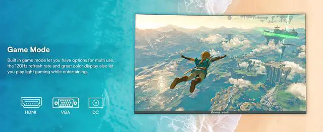 Alt view image 6 of 7 - Great Voell 27-inch Curved Monitor, 120Hz FHD VA Display for Home/Office Use, HDR10 | 99% sRGB Color, 4000:1 Contrast Ratio, HDR10, Eye Care Technology, Game Mode, HDMI/VGA, Black,VESA