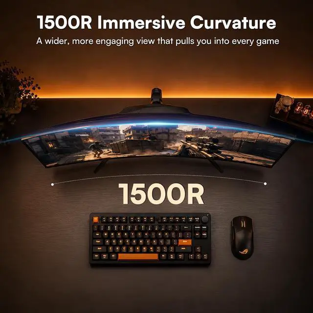 Alt view image 2 of 7 - Great Voell 27-inch 240Hz Curved Gaming Monitor, 2K QHD, 1ms MPRT G-Sync | 1440p HDR VA Panel, 98% sRGB, 1500R Curved, HDMI 2.0 and DP 1.4, Tilt Adjustable, VESA Compatible,Black,immersive