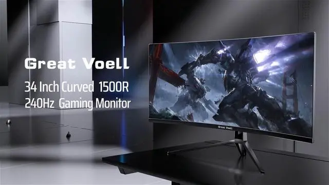 Alt view image 2 of 7 - Great Voell 34-inch Ultrawide Curved Gaming Monitor, 240Hz WQHD, 1ms, 21:9 | 3440x1440p Display, 127% sRGB, G-Sync & FreeSync, 1500R Curve, HDR, PIP/PBP, DP1.4 and HDMI 2.0 Pro ,immersive gaming