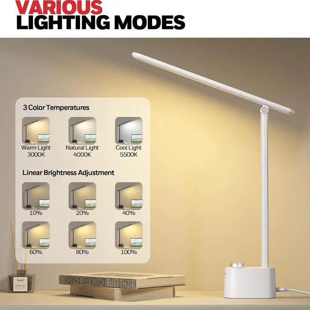 Alt view image 2 of 7 - Honeywell HWT-H01 LED Desk Lamp, Foldable & Stepless Dimmable, Black