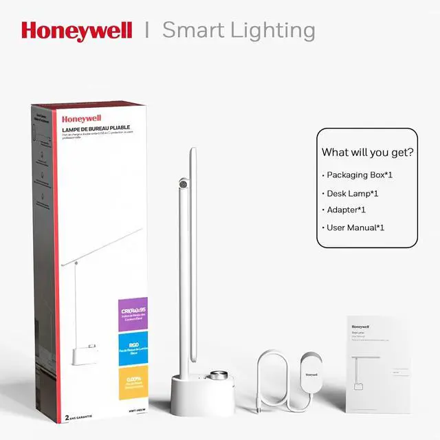 Alt view image 4 of 7 - Honeywell HWT-H01 LED Desk Lamp, Foldable & Stepless Dimmable, Black