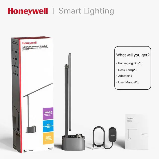 Alt view image 6 of 7 - Honeywell HWT-H01 LED Desk Lamp, Foldable & Stepless Dimmable, Gray
