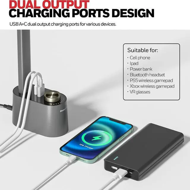 Alt view image 4 of 7 - Honeywell HWT-H01 LED Desk Lamp, Foldable & Stepless Dimmable, Gray