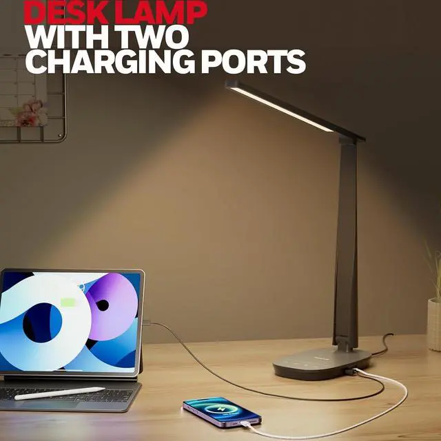Alt view image 4 of 7 - Honeywell HWT-H2 LED Desk Lamp, Eye-Caring Full Spectrum, USB Charging
