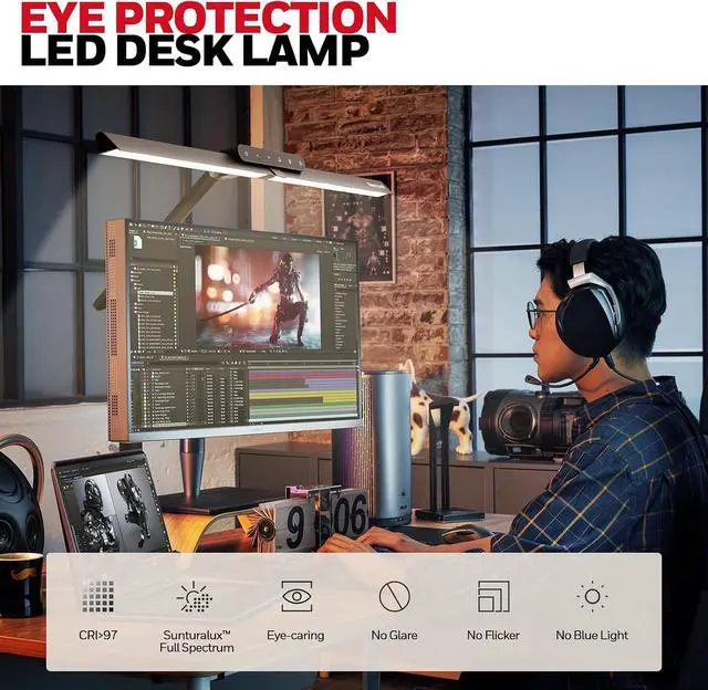 Alt view image 7 of 7 - Honeywell HJ1 Sunturalux LED Clamp Desk Lamp 1200LM for Home Office