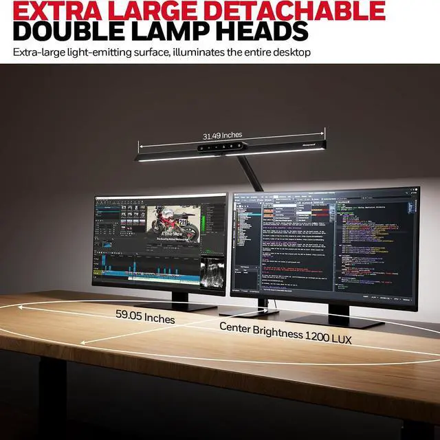 Alt view image 3 of 7 - Honeywell HJ1BK Eye-Caring 1200LM LED Architect Desk Lamp for Home Office