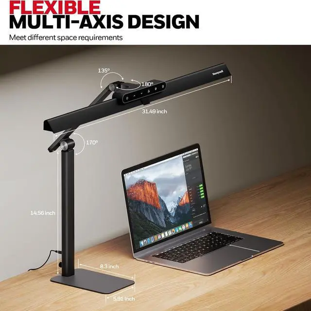 Alt view image 2 of 7 - Honeywell HJ1BK Eye-Caring 1200LM LED Architect Desk Lamp for Home Office