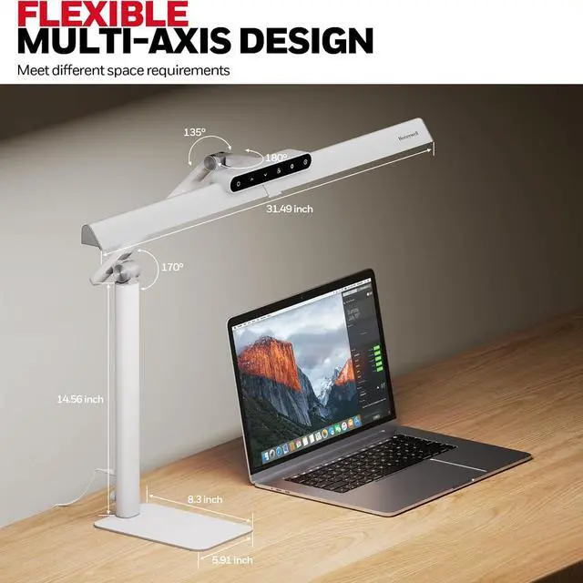 Alt view image 2 of 7 - Honeywell HJ1WT 1200LM LED Desk Lamp Dimmable Lamp for Desk