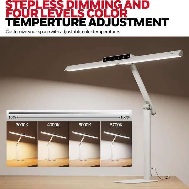 Alt view image 4 of 7 - Honeywell HJ1WT 1200LM LED Desk Lamp Dimmable Lamp for Desk