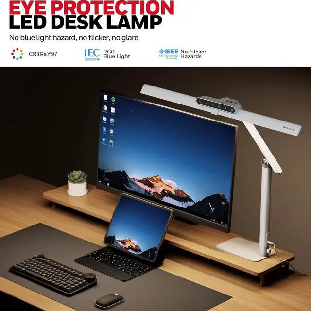 Alt view image 5 of 7 - Honeywell HJ1WT 1200LM LED Desk Lamp Dimmable Lamp for Desk