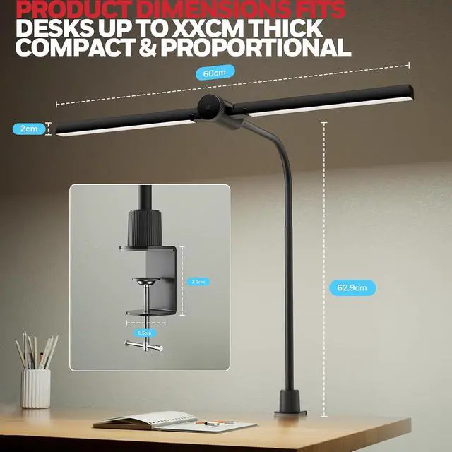 Alt view image 2 of 7 - Honeywell HJ4 Desk Lamp with Clamp, Sunturalux Desk Lamps for Home Office