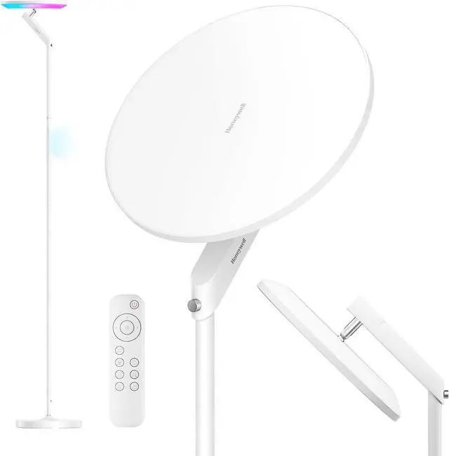 Main image of Honeywell LED Floor Lamp 3000LM Full-Spectrum Torchiere Reading RGB Remote